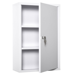 KLEANKIN Wall Mount Medicine Cabinet, 3-Tier Steel Locking First Aid Cabinet \w 2 Keys, Large Capacity Medicine Organizer for Bathroom Kitchen