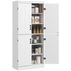 HOMCOM 70" Tall Kitchen Pantry Cabinet, Freestanding Storage Cabinet With 4 Doors, 6-Tier Pantry for Living Room In White