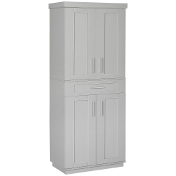 HOMCOM 72" Tall Kitchen Pantry Cabinet, Freestanding Kitchen Storage Cabinet With 4 Doors, Drawer And 3 Adjustable Shelves In Grey