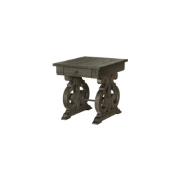 BOWERY HILL Modern Styled Wood End Table In Peppercorn Pine Finish