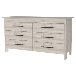 FM FURNITURE Luxor 6 Drawer Double Dresser Light Engineered Wood In Gray