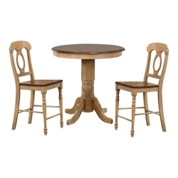 SUNSET TRADING Brook 3PC 36" Round Pub Set With Napoleon Wood Stools In Cream