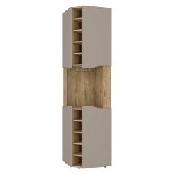 FM FURNITURE Lyla Corner Bar Cabinet Macadamia / Taupe (Brown) Engineered Wood