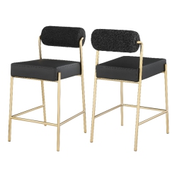 MERIDIAN FURNITURE Carly Faux Leather / Boucle Counter Stool In Black