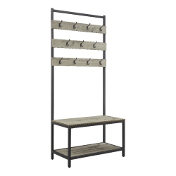 LINON Larkin Metal And Wood Hall Tree In In Gray