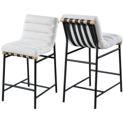 MERIDIAN FURNITURE Burke Cream Faux Leather Counter Stool