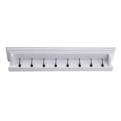BOWERY HILL Mahogany Wood 8 Hook Coat Rack 130 Cm In Finish In White
