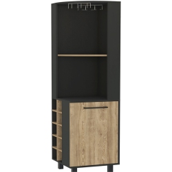 FM FURNITURE Leah Corner Bar Cabinet Wengue / Pine Engineered Wood In Black