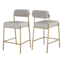 MERIDIAN FURNITURE Carly Taupe Faux Leather / Boucle Counter Stool