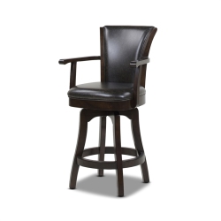 JENNIFER TAYLOR HOME Williams 27" Swivel Counter Height Bar Stool Vintage Black Faux Leather In Brown