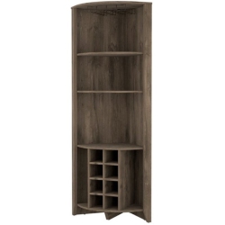 FM FURNITURE Bouvet Corner Bar Cabinet Engineered Wood In Dark Brown