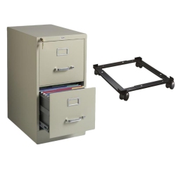HIRSH INDUSTRIES LLC 2 Drawer Vertical Letter File Cabinet And Adjustable File Mobile Caddy