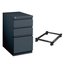 HIRSH INDUSTRIES LLC 2 Piece Mobile File Cabinet In Charcoal And File Caddy In In Black