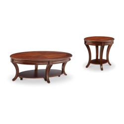 HOME SQUARE 2 Piece Transitional Coffee And End Table Set In Cherry