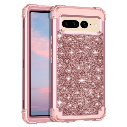 HLD for Google Pixel 7 Pro Case Glitter Sparkly Bling Shockproof Heavy Duty Hybrid Sturdy Drop Protective Cover Women Girl Case for Google Pixel 7