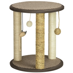 PAWHUT 17" Cat Tree, Kitty Activity Centre With Hanging Toys, Cat Climbing Toy, Cat Tower With Jute, Sisal, Seagrass Scratching Post In Brown