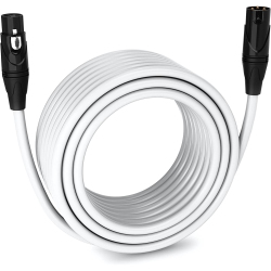 LYXPRO 75 Feet Microphone Xlr Cable, Male to Female, 3 Pin Mic Cable In White