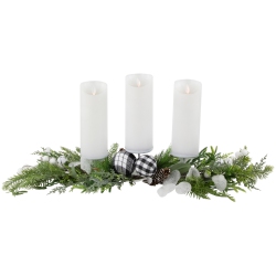 NORTHLIGHT Mixed Foliage And Jingle Bell Christmas Pillar Candle Holder - 29