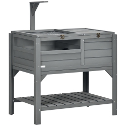 PAWHUT Wooden Tortoise House Habitat \w Shelf, Tortoise Enclosure for Small Animals \w Light Support Frame, Reptile Cage \w Tray for Indoor Use, 33