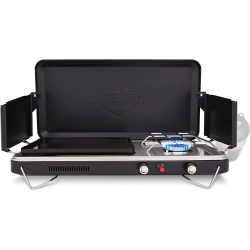 HIKE CREW 2-In-1 Gas Camping Stove, Portable Grill & Camp Stove, Propane Burner With Igniter In Black