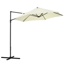 OUTSUNNY 8.5Ft Offset Patio Umbrella With 360° Rotation, Outdoor Cantilever Roma Parasol Hanging Sun Shade Canopy Shelter With Cross Base In Beige