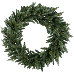 NORTHLIGHT Real Touch Pre-Lit Spruce Artificial Christmas Wreath - 48" - Clear Lights In Blue