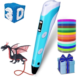 ULTREND 3D Pen for Kids, Upgraded Printing And Drawing Creative Pen, With 12 Colors Pla Filament Refills And Charger (Blue)
