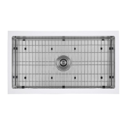 ANCONA Undermount 33" Single Bowl Farmhouse Apron Front Kitchen Sink In And Stainless Steel In White