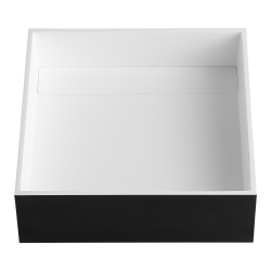 ANCONA Square Pure Acrylic Stone Vessel Bathroom Sink In Matte And Matte Black In White