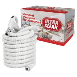 ULTRA CLEAN Central Vacuum Air Hose Low Voltage 24 V On/off Switch Operates Non-Electric Attachments - Designed to Fit All Brands (30 Ft, White)