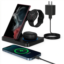 NAVOR 15W Dock Charging Station 3-In-1 Foldable Stand for Iphone 17/16/15/14/13/12/11 for Android Phones S25/s23 Galaxy Watch 6/5/ Pro/4/3 For