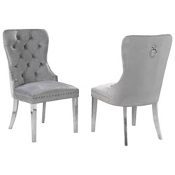 Brassex Julian Contemporary Fabric Tufted Accent Chair - Set of 2 - Blue