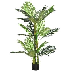 HOMCOM 5Ft Artificial Areca Palm Tree In Pot With Realistic Leaves, Indoor Tropical Palm Fake Plants for Home Office Living Room Decor