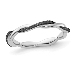 GEM AND HARMONY 1/6 Carat (Ctw) Diamond Twist Ring Band In Sterling Silver In Black