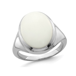 GEM AND HARMONY Agate Ring In Polished Sterling Silver In White