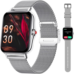 LIGE Smart Watches for Women Unisex \w Bluetooth Voice Message Notification Call Compatible \w Ios Android Fitness Tracker \w Calorie Counter