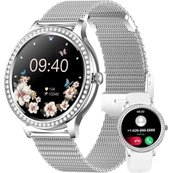 LIGE Smart Watch for Women Luxury With Diamond Dial Make Call Message Reminder 1.32' Lcd Touchscreen Fitness Trackering Heart Rate Blood Oxygen