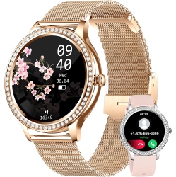LIGE Smart Watch for Women Luxury With Diamond Dial Make Call Message Reminder 1.32' Lcd Touchscreen Fitness Trackering Heart Rate Blood Oxygen