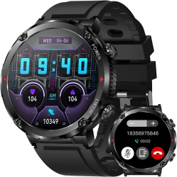LIGE Smartwatch Men Outdoor Military Activity Fitness Tracker Bluetooth Answer Calls Watch, 1.6" Big Touchscreen \w Heart Rate Sleep Monitor, Male