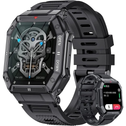 LIGE Military Smart Watches for Men, 5Atm Waterproof Outdoors Sport Fitness Activity Tracker Watch, 1.85" HD Blood Pressure/blood Oxygen/heart Rate