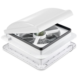HIKE CREW 14” Rv Roof Vent Fan With Led Light, 12V 6-Speed Manual Rv Vent Fan Lid In White