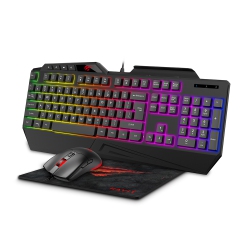 HAVIT Wired Led Rainbow Lighting 3-In-1 Keyboard, Mouse And Mouse Pad Gaming Combo_Black