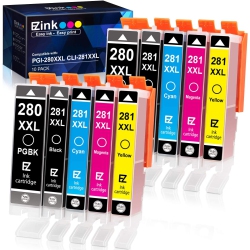 E-Z INK (Tm) Compatible Ink Cartridge Replacement for Canon 280 281 Pgi-280Xxl Cli-281Xxl Compatible \w Pixma Tr7520 Tr8520 Ts6120 Ts9120 Ts9521C