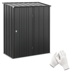 OUTSUNNY 5' X 3' Outdoor Storage Shed, Steel Garden Shed With Single Lockable Door And Gloves, Tool Storage House for Backyard, Patio, Lawn In Black