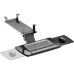 PRIMECABLES Adjustable Keyboard Tray Under Desk With Retractable Mouse Tray, Ergonomic Computer Keyboard Mouse Platform Desk Mount Holder In Black
