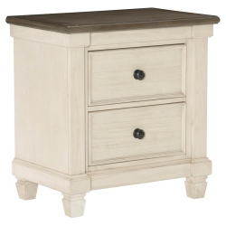 LEXICON Weaver 2-Drawer Transitional Wood Nightstand In Antique White/rosy In Brown