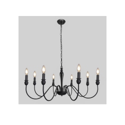 AVAMALIS A|M Lighting Matte Farmhouse Chandelier Light Fixture Ceiling 8 Light Large Rustic In Black