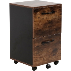 MOUSTACHE 27" Deep Retro Industrial File Cabinet, Mobile Office Filing Cabinet \w 2 Big Drawers And Removable Hanging File Rack Support Up to 110 Lbs