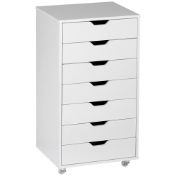 VINSETTO Vertical Filing Cabinet, 7-Drawer File Cabinet, Mobile Office Storage Cabinet With Wheels for Home Office In White