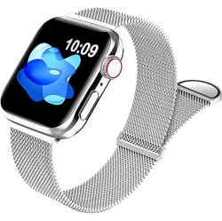 HLD Apple Watch Series 10 / 9 / 8 / 7 / 6 / 5 / 4 / 3 / 2 / 1 / Se Adjustable Magnetic Band, Stainless Steel Mesh Replacement Strap Wristband for Men